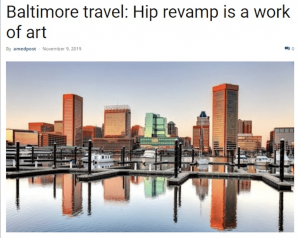 a picture of baltimore with the caption baltimore travel hip swamp is a work of.
