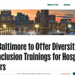 a website page with a picture of a city in the background.