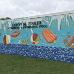 a mural on the side of a building.