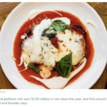a white plate topped with meat covered in sauce.