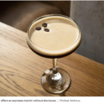 a close up of a drink on a table.