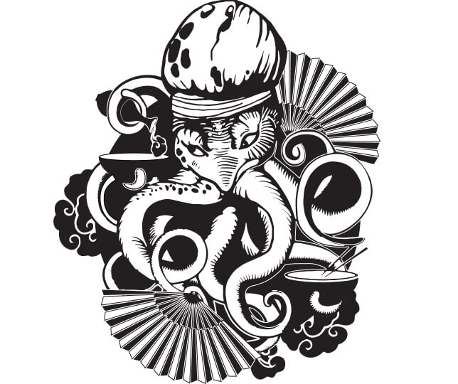 Azumi octopus chef illustration
