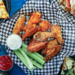 Wings, pizza, sandwiches and fries