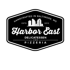 harbor east pizza and catering logo.