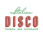 the logo for italian discoo pizza and bar.