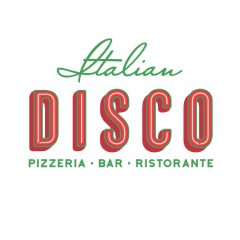 the logo for italian discoo pizza and bar.