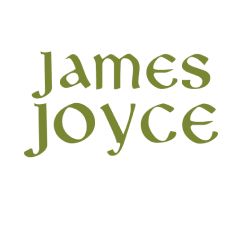 the james joyce logo on a black background.