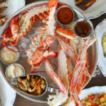 Fresh crab legs and other dishes