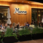 Outdoor patio at night