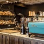 Espresso machine and freshly baked bread at Cunningham's Cafe