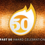 The logo for the fast 50 award celebration.